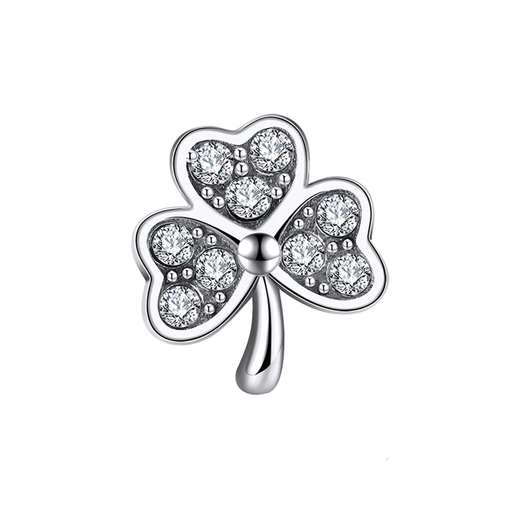 CloverCharmEuropeanBeadSterlingSilverClearCZGingerLyneCollection_Green-2