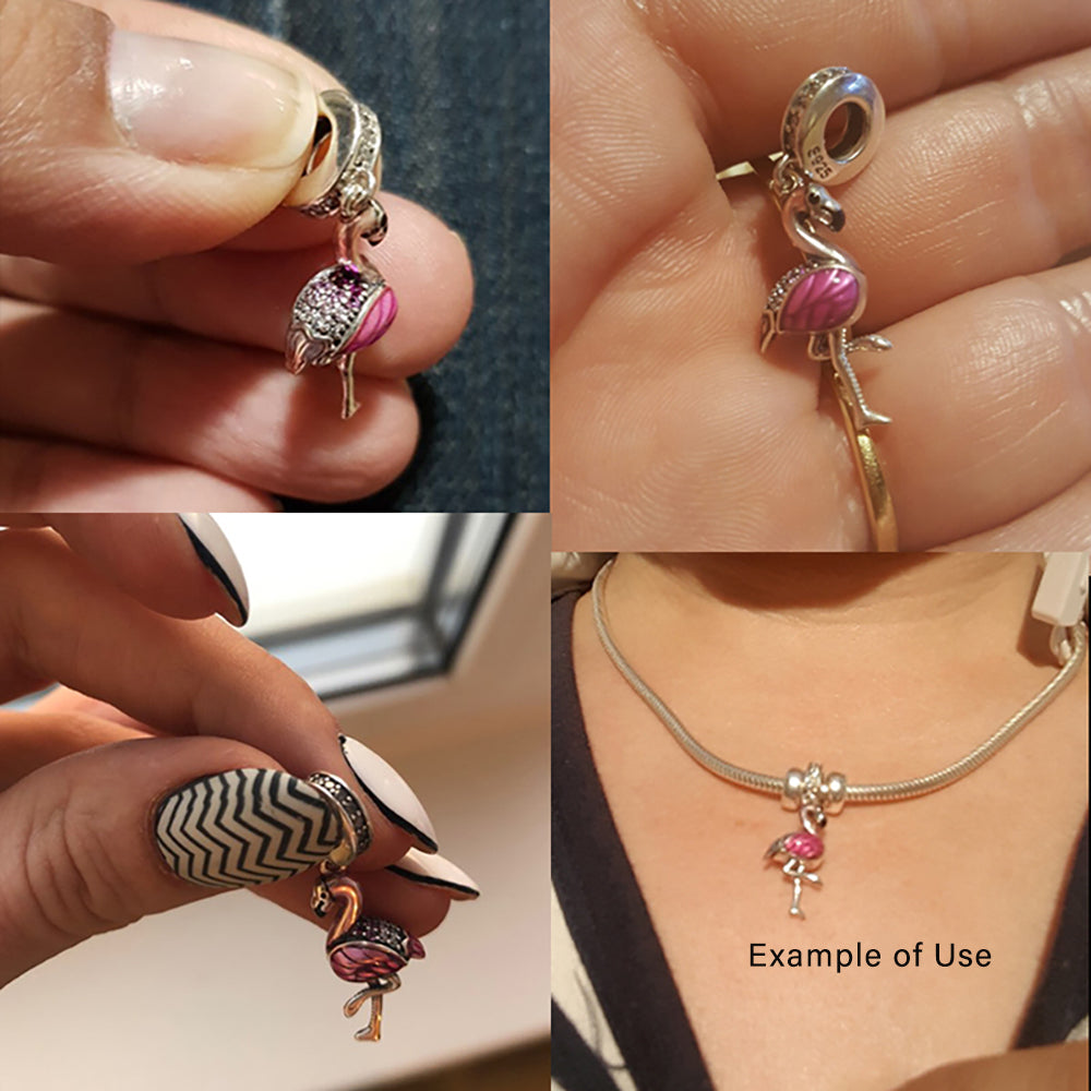 PinkFlamingoCharmforWomenCZSterlingSilverEuropeanBeadforBraceletbyGingerLyne_Pink-4