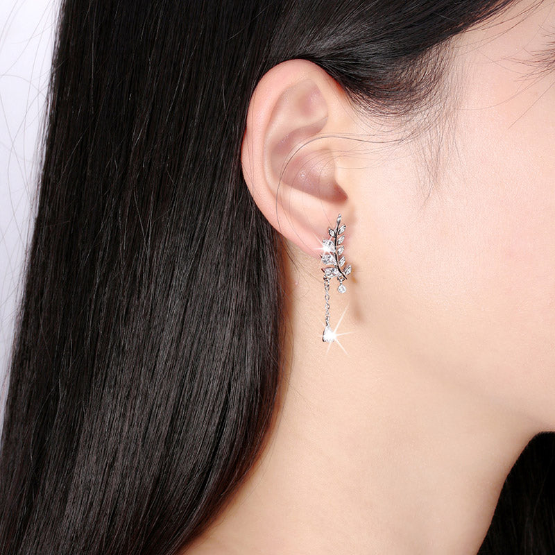 LeafCurvedDangleStudEarringsforWomenClearCubicZirconiaGingerLyneCollection_Clear-7