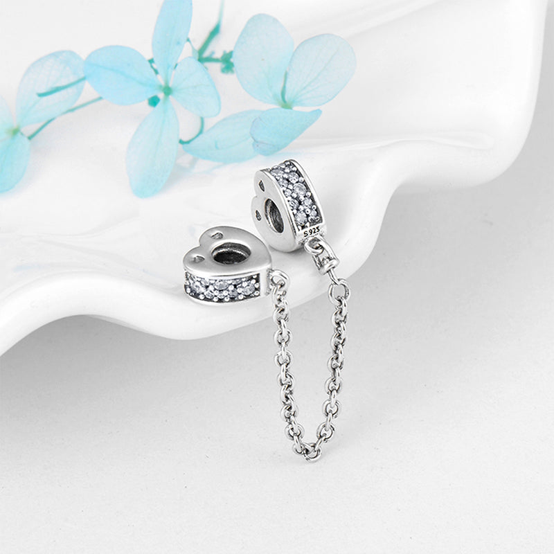 DoubleHeartCharmforWomenSterlingSilverChainCZEuropeanBeadforBraceletGingerLyneCollection_Silver-3