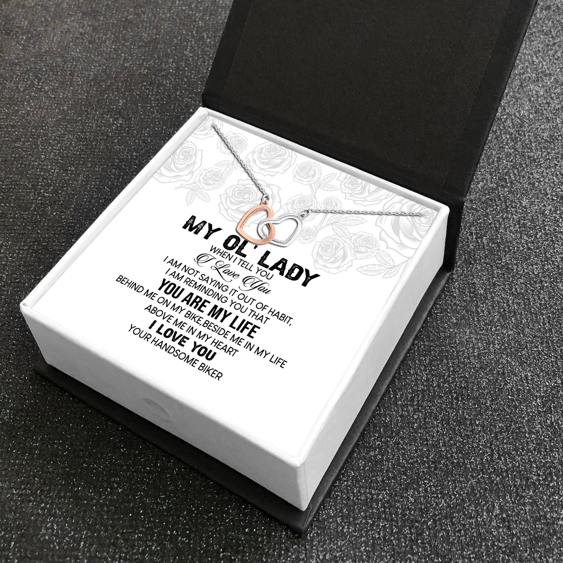 WifeGreetingCardSterlingSilverInfinityHeartNecklaceWomenGingerLyneCollection_BikerWife-003-2
