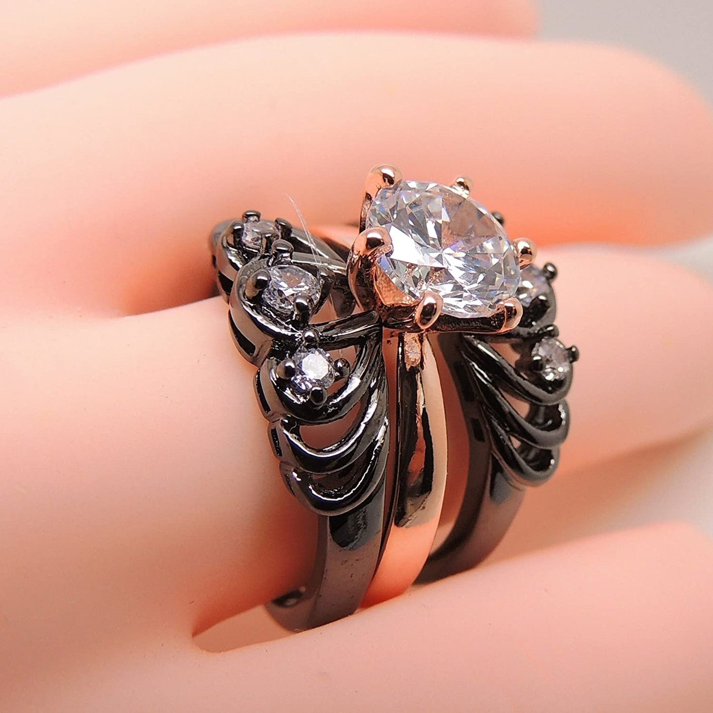 CordeliaWeddingRingSetforWomenSolitaire3pcBlackRoseCzEngagementGingerLyneCollection_Black-6
