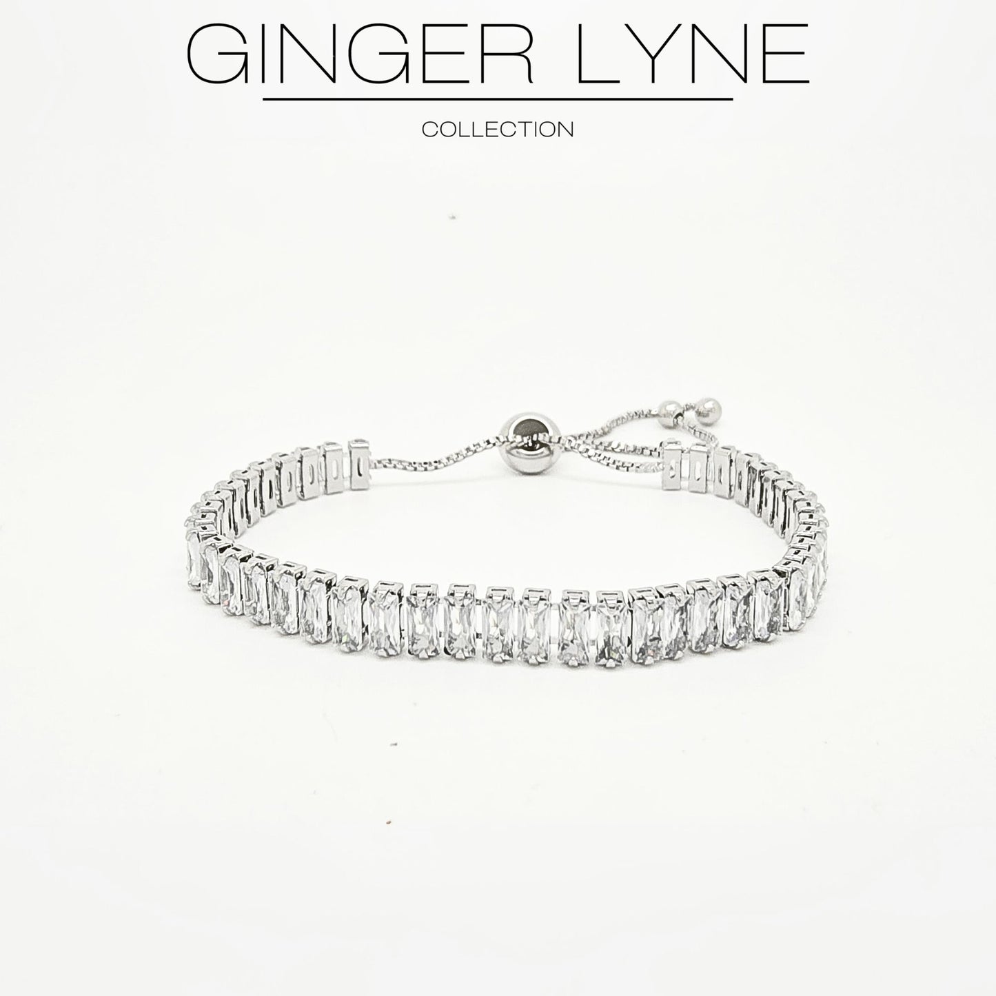 CZTennisBraceletforWomenAdjustableChainSlideBeadWhiteGoldPlatedGingerLyneCollection_Clear-3