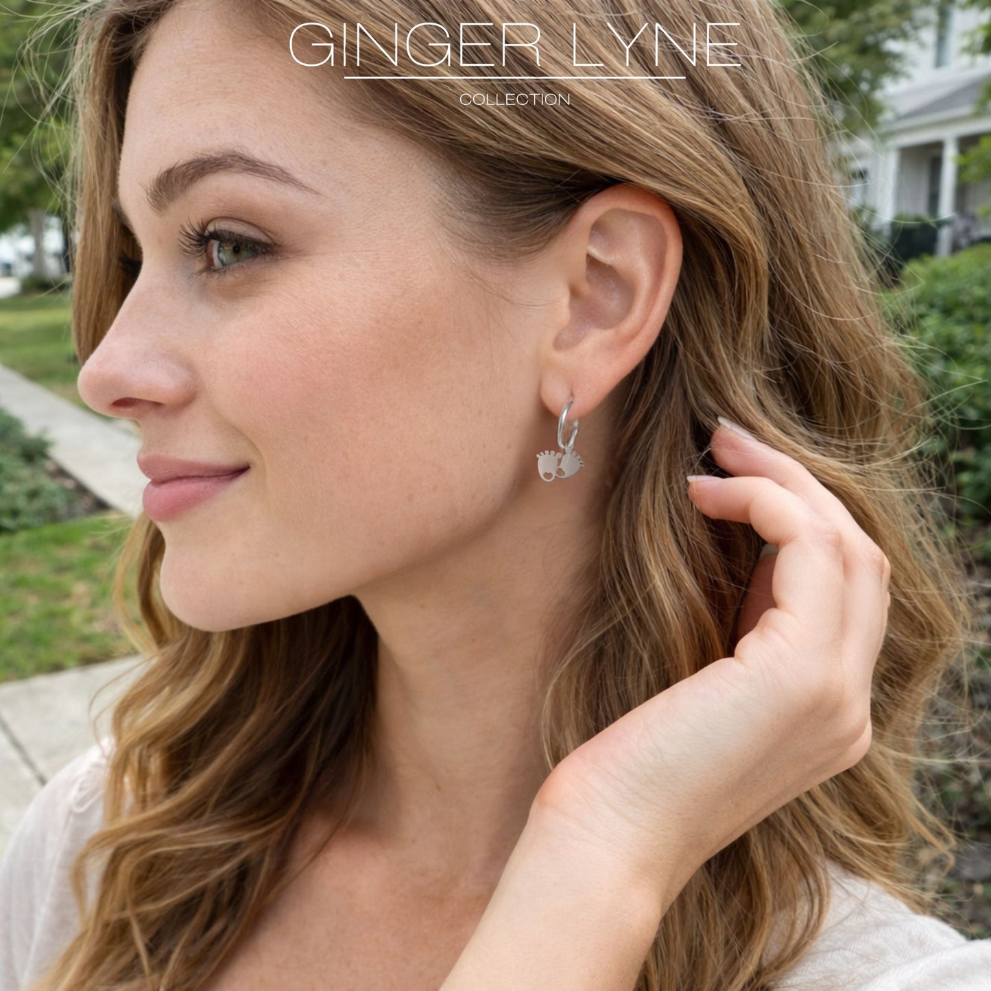 BabyFeetDangleHoopEarringsforWomen12mmNon-PlatedSilverToneStainlessSteelbyGingerLyne_Silver-5