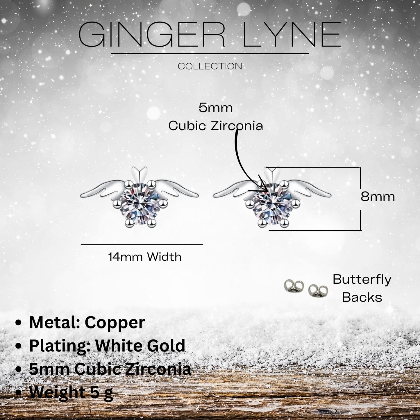 AngelWingsStudEarringsforWomenWhiteGoldPlatedCubicZirconiabyGingerLyne_Silver-4