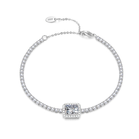 HaloTennisChainBraceletforWomenAdjustableSterlingSilverPinkCZGingerLyneCollection_Clear-1