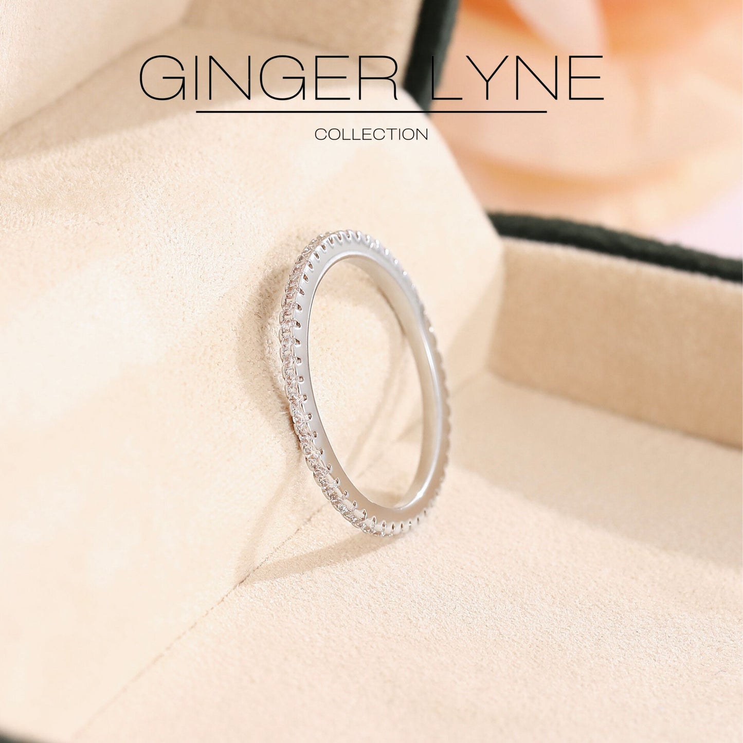 EternityWeddingBandforWomenCubicZirconiaSterlingSilverStackingRingsGingerLyneCollection_WhiteGold-2