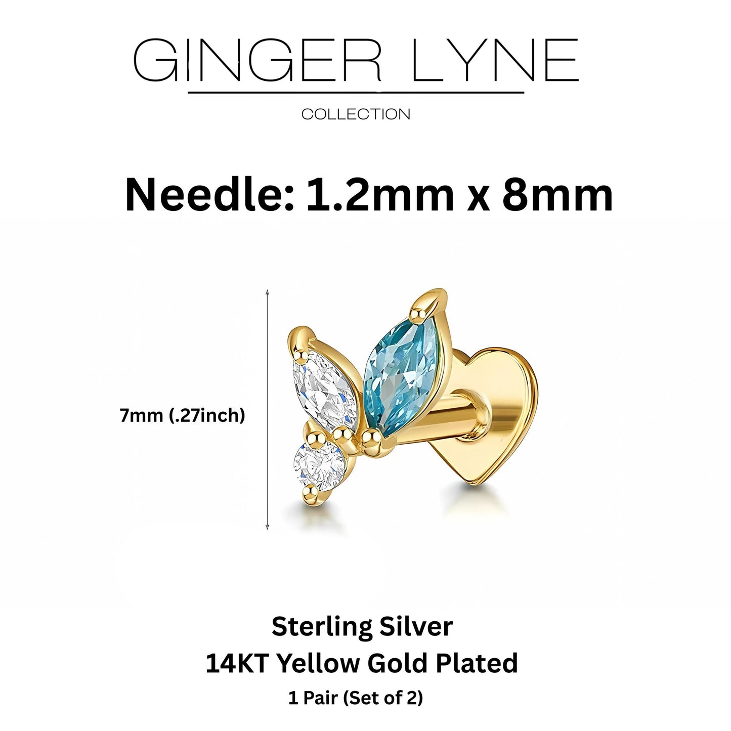 BlueMarquiseCZFlatBackEarringsforCartilageHelixTragusLobeGoldPlatedSterlingSilver1pairbyGingerLyne_Blue-5