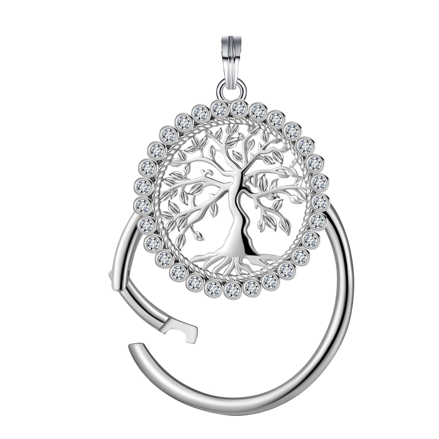 FamilyTreeCharmHolderforNecklacebyGingerLyneSterlingSilverforGrandmotherorMother_FamilyTree-CH-1