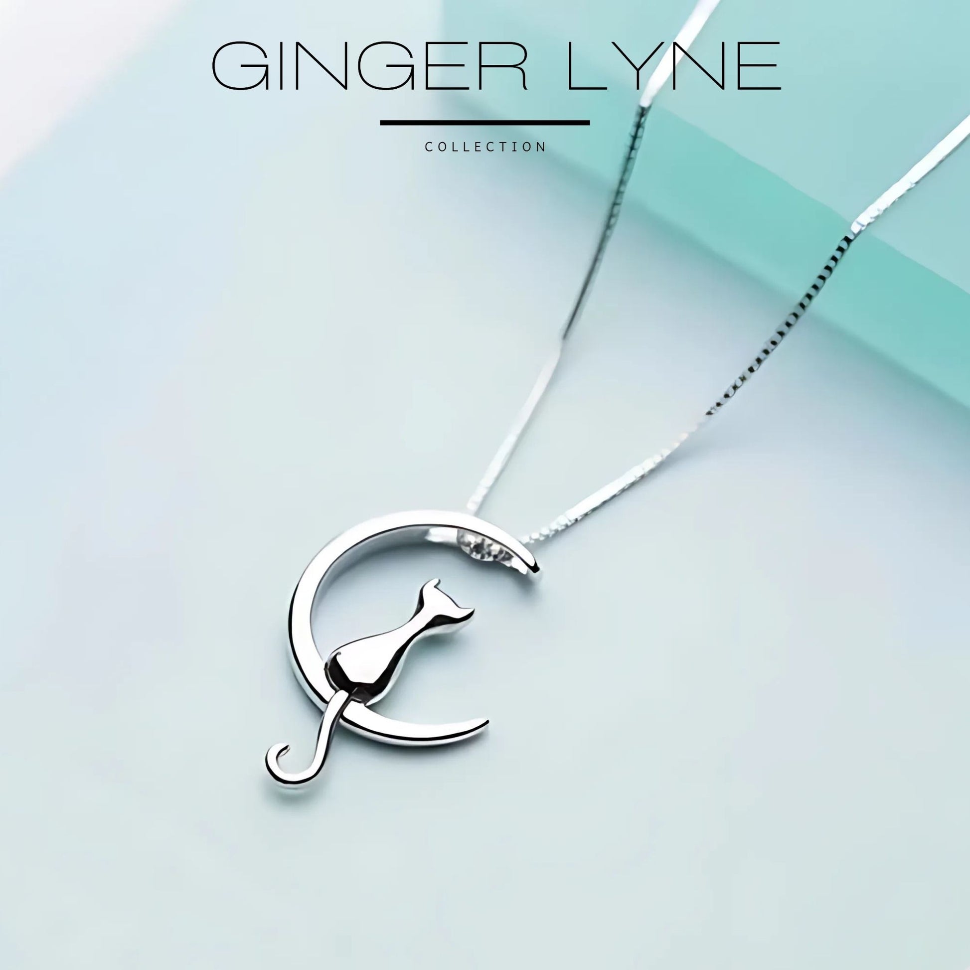 CatonMoonNecklaceforWomenKittyPendantandChain14ktWhiteGoldPlatedGingerLyneCollection_Silver-3