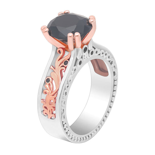 NadiaEngagementRingSolitiareCzRoseGoldPlatedWomensGingerLyneCollection_Black/Silver-1