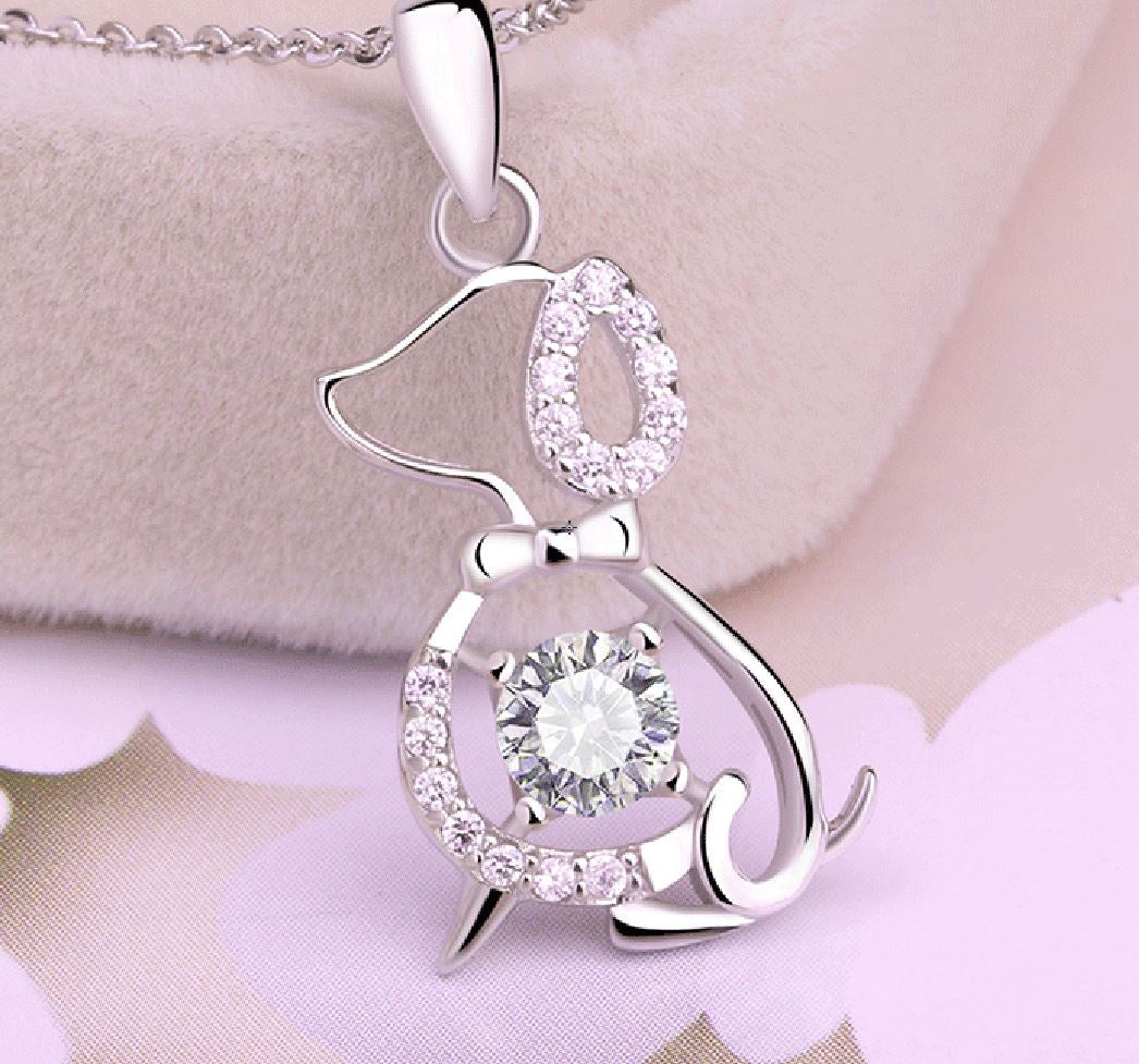 BellaDogPendantSterlingSilverCubicZirconiaChainNecklaceGingerLyneCollection_silver-2
