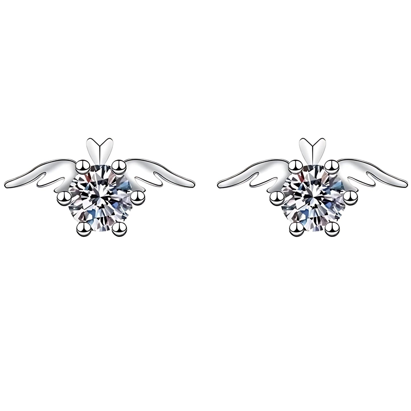 AngelWingsStudEarringsforWomenWhiteGoldPlatedCubicZirconiabyGingerLyne_Silver-1