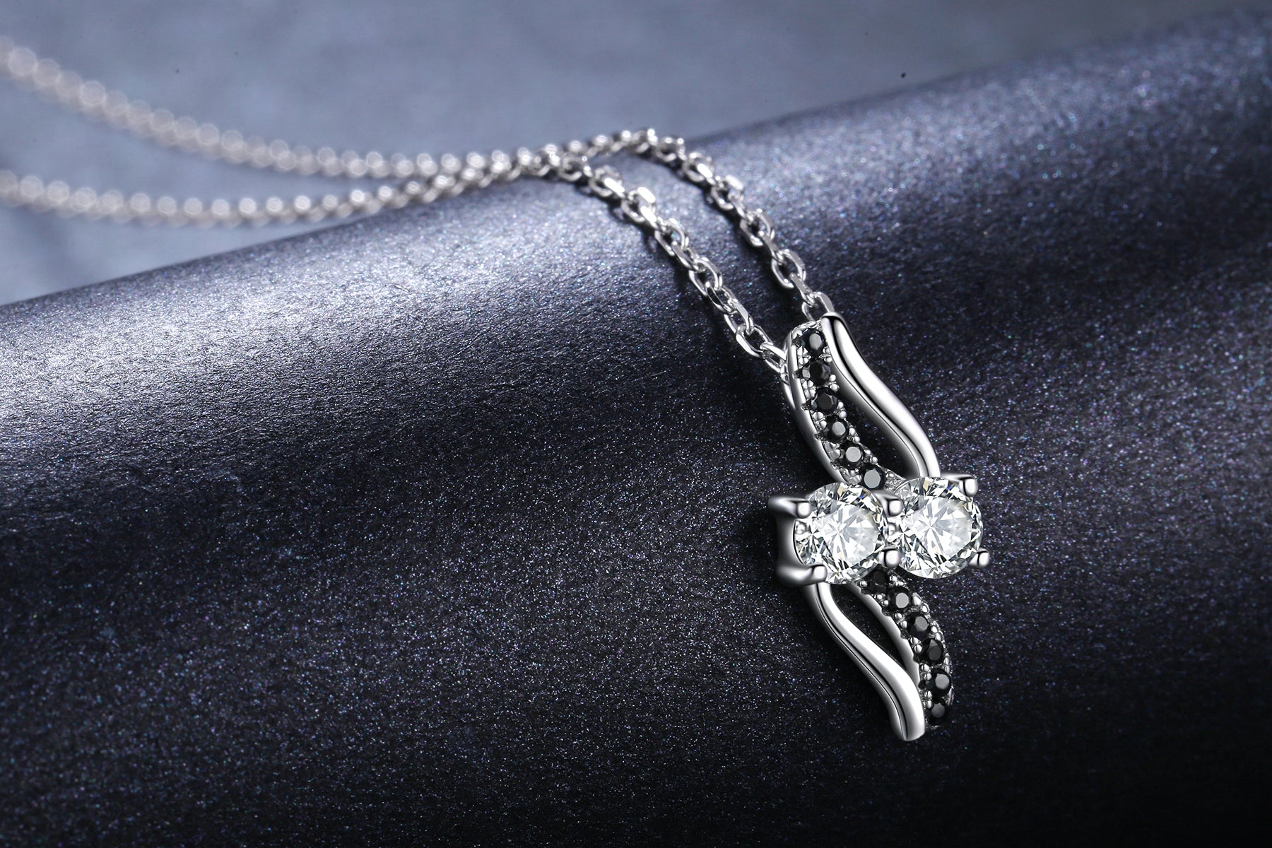 SadiePendantSterlingSilverBlackCzNecklaceWomensGingerLyneCollection_Clear-2