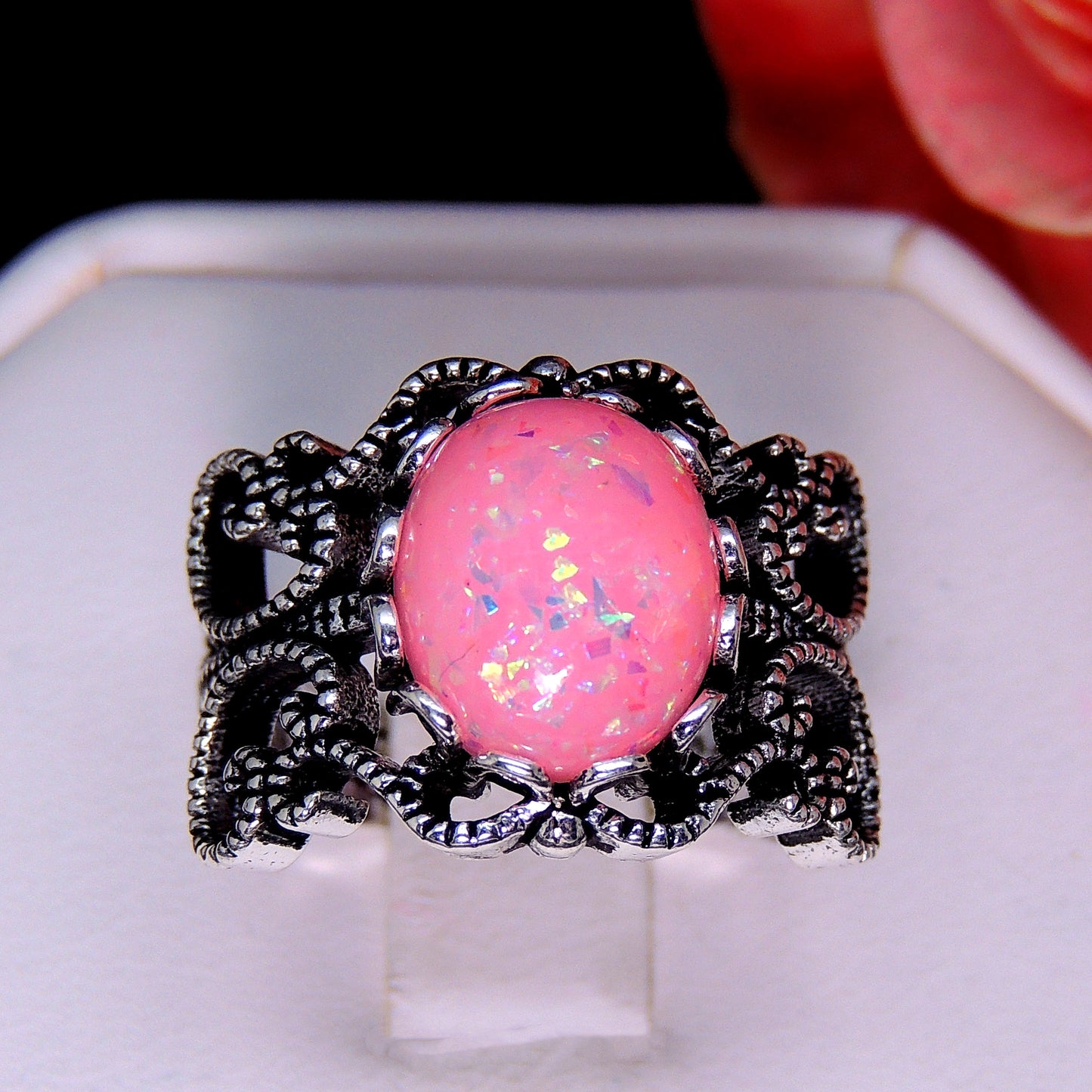 FiligreeWhiteFireOpalStatementRingWomenGingerLyneCollection_Pink-2