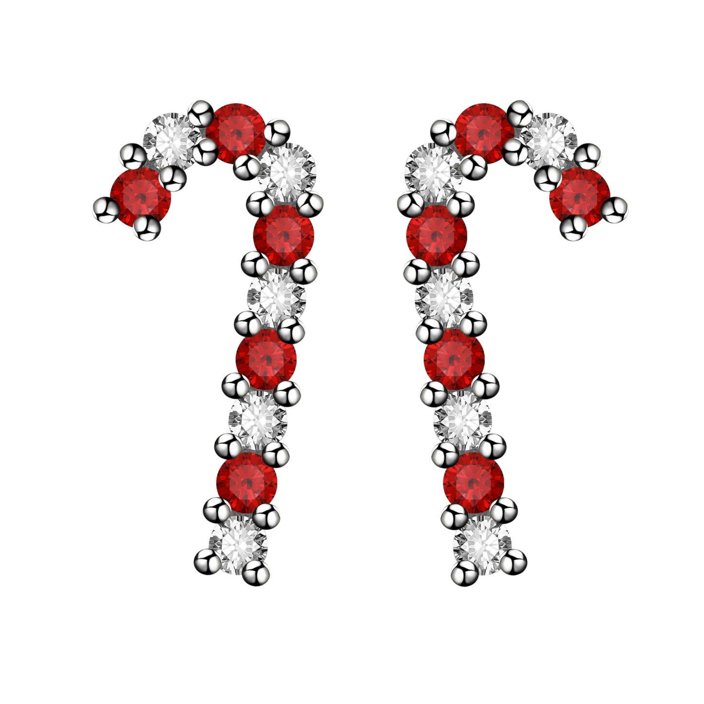 ChristmasCandyCaneFlatBackEarringsforWomenSterlingSilver16gCartilageHelixLobeBodyPiercingStudbyGingerLyneCollection_Silver-1