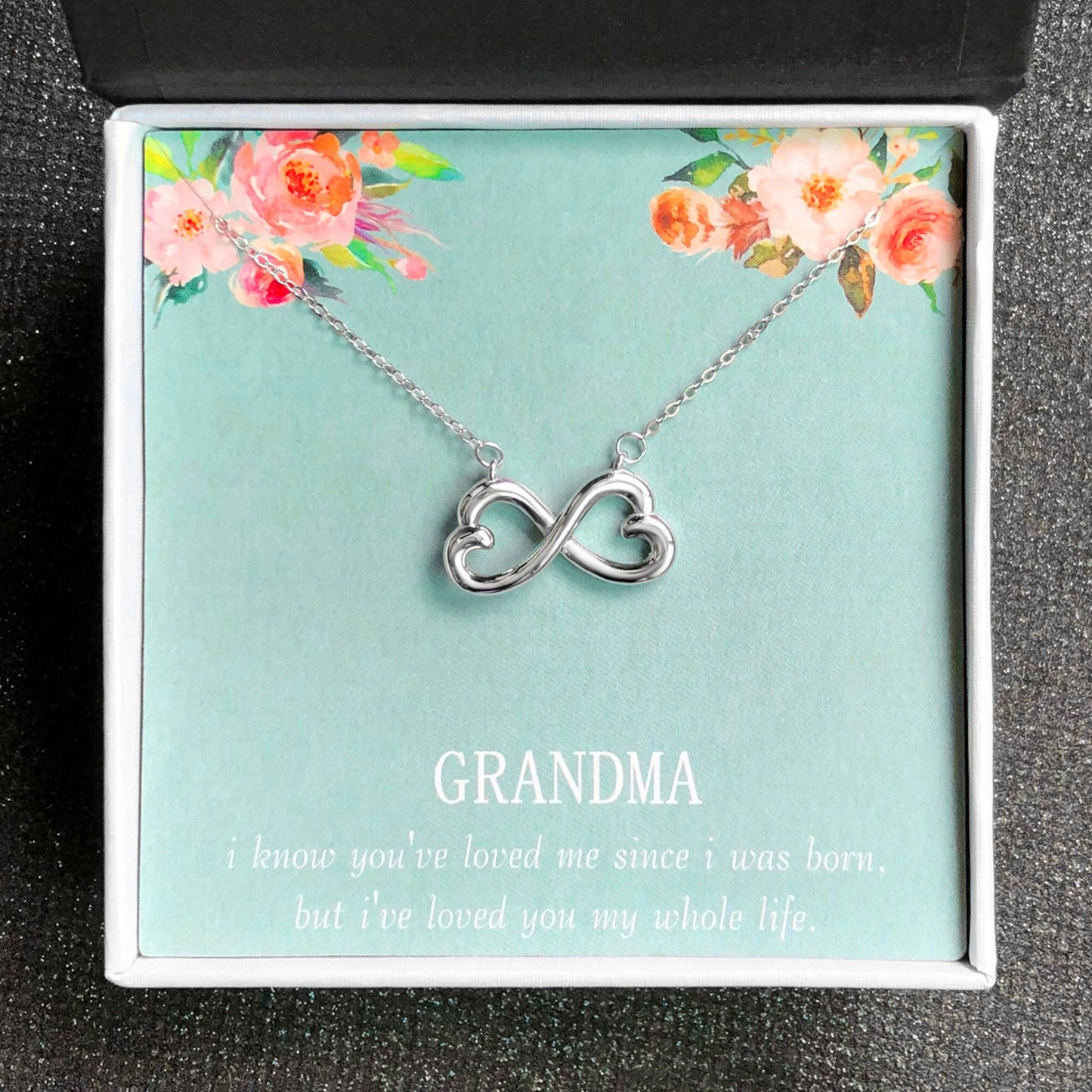 GrandmaGreetingCardSterlingSilverInfinityNecklaceWomensGingerLyneCollection_Grandma-18-3