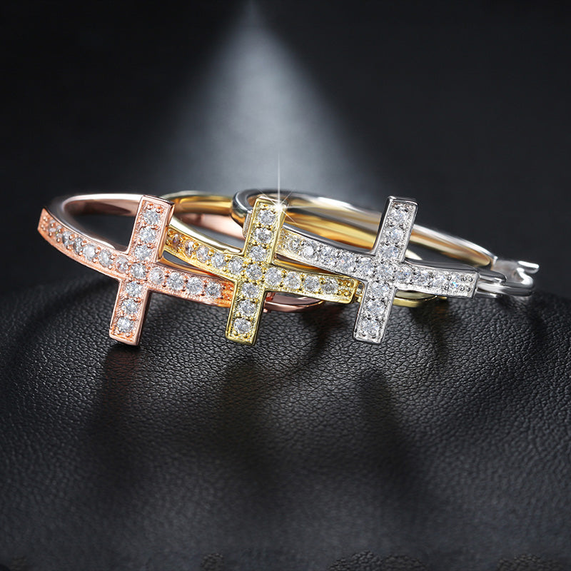 CrossHoopEarringsforWomenCubicZirconiaGingerLyneCollection_Gold-5