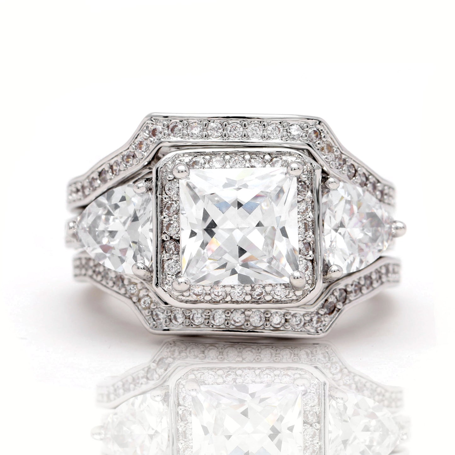 DinahWeddingRingSetforWomen3pcBandPrincessEngagementGingerLyneCollection_Silver-3