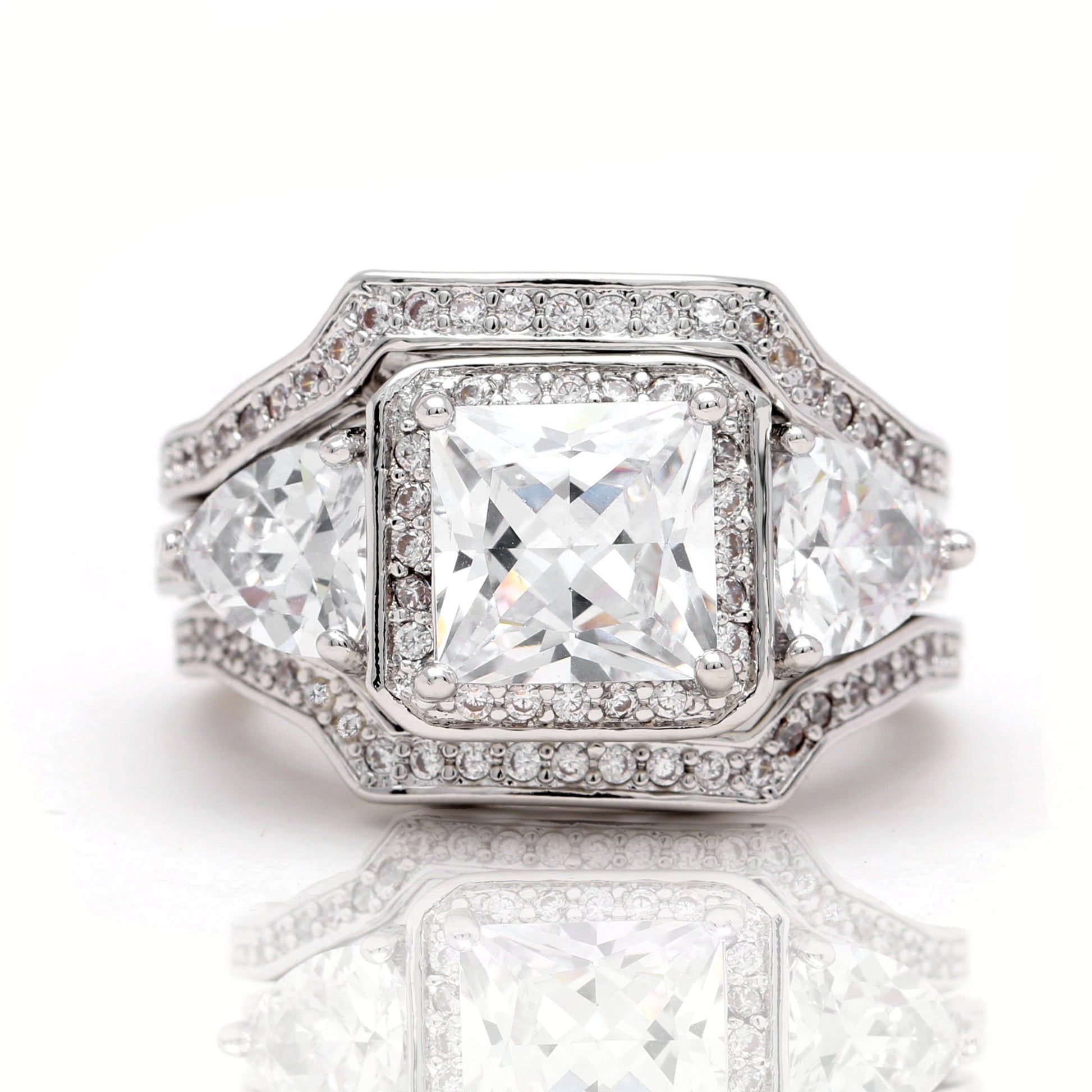 DinahWeddingRingSetforWomen3pcBandPrincessEngagementGingerLyneCollection_Silver-3