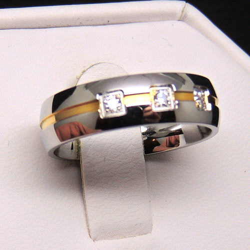 ThomasWeddingRingBandGoldStainlessSteelMenWomenCZGingerLyneCollection_Silver-3