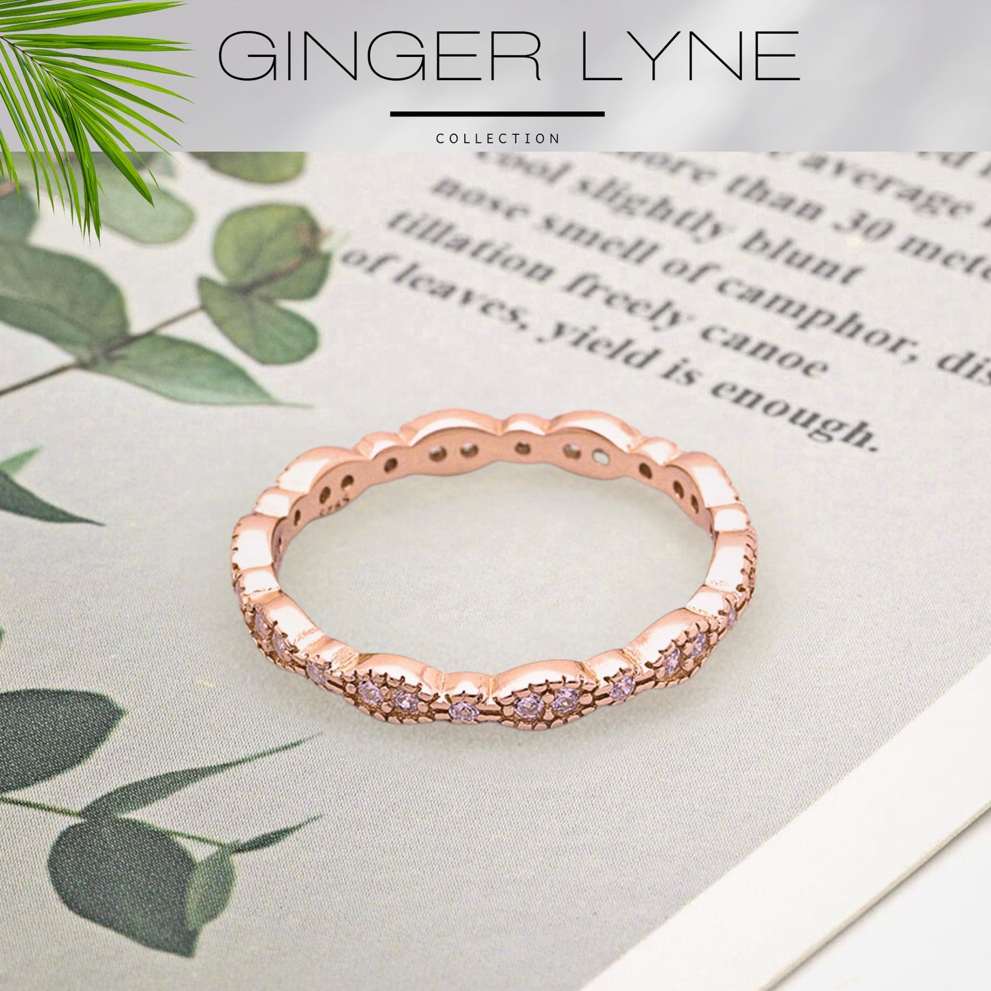 EternityWeddingBandforWomenCubicZirconiaSterlingSilverStackingRingsGingerLyneCollection_Scallop-RoseGold-5
