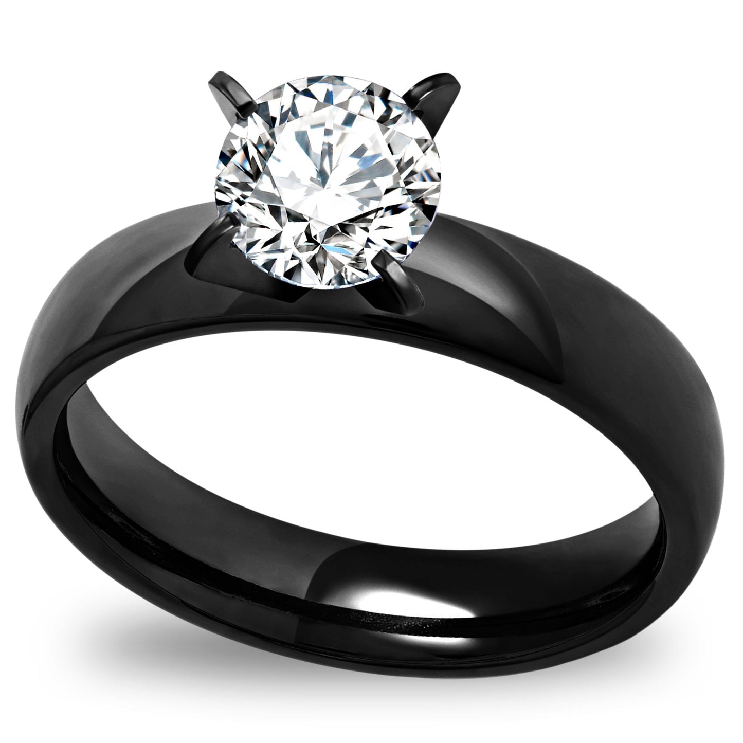 4mmBlackStainlessSteelWomenEngagementRingGingerLyneCollection_Black-1