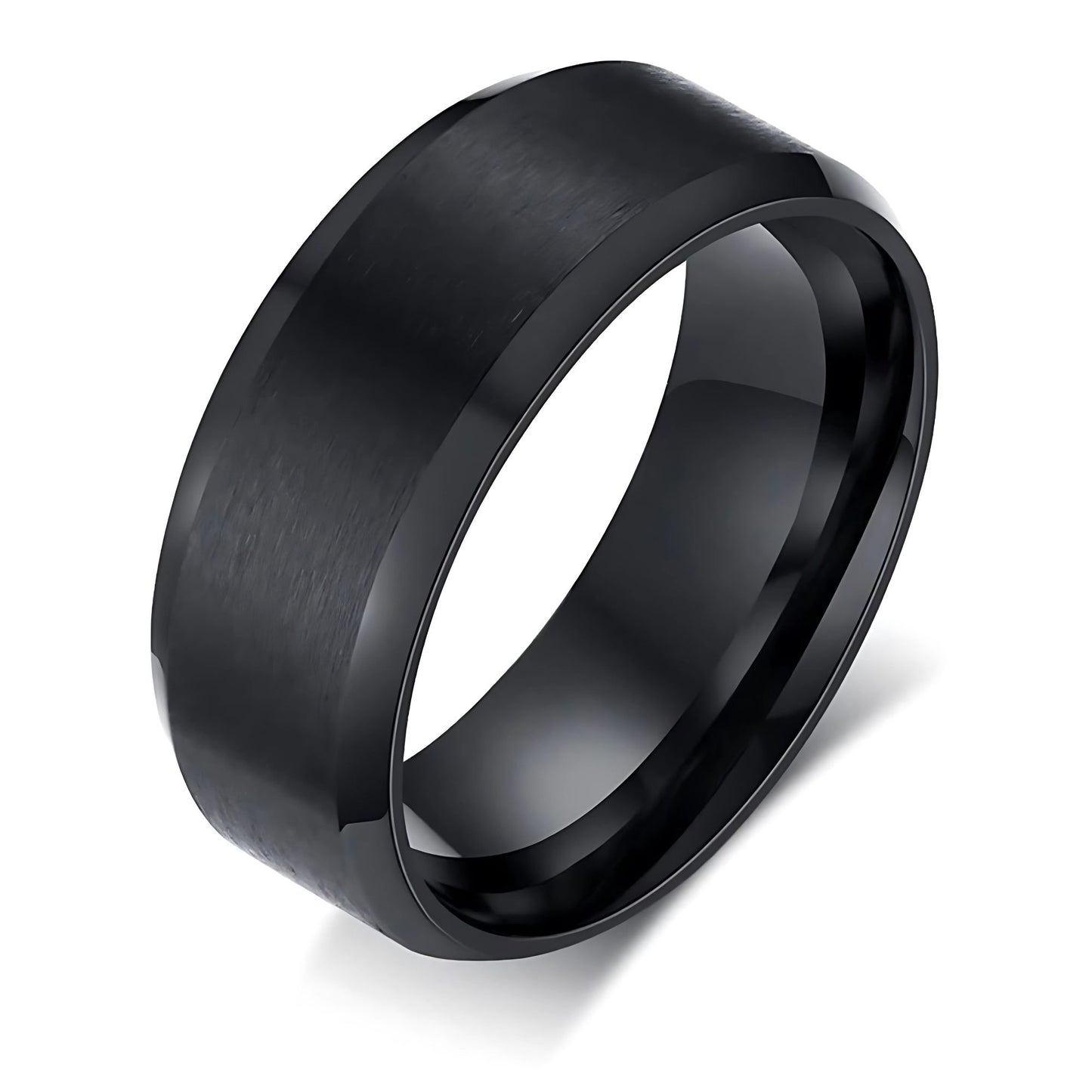 MatteBlackTungstenCarbideWeddingBandRingWomenMen6mmor8mmGingerLyneCollection_8mm-1