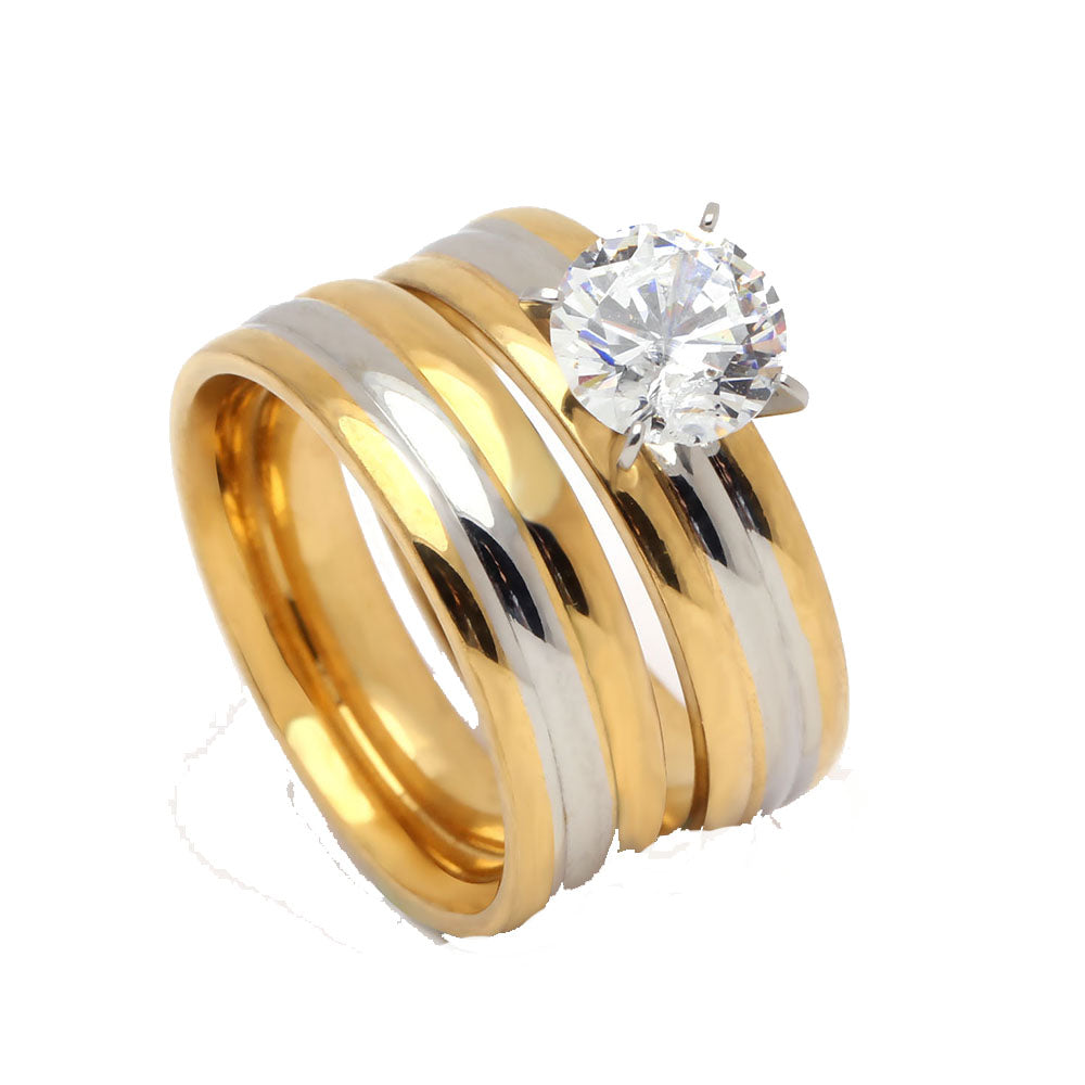 TabithaWeddingRingSetforWomenStainlessSteelEngagementMatchingBandGingerLyneCollection_Gold-2