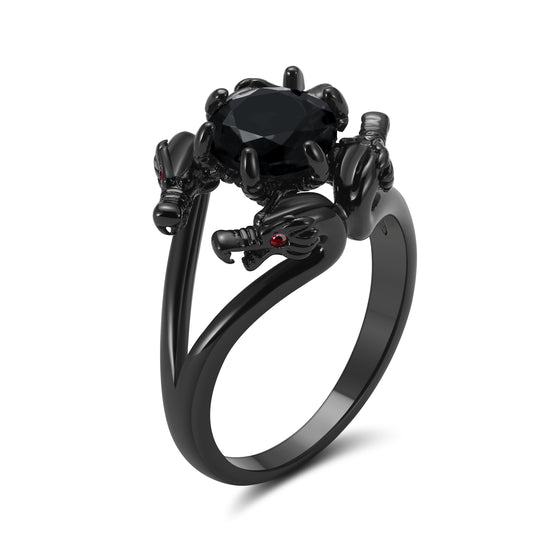 DragonRingforWomenSolitaireCzBlackGothicEngagementRingGingerLyneCollection_Black-1