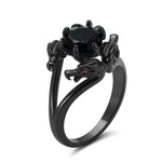 Load image into Gallery viewer, Dragon Ring Gothic Solitaire Cz Black Gothic Engagement Ring Girl Ginger Lyne Collection - black,10
