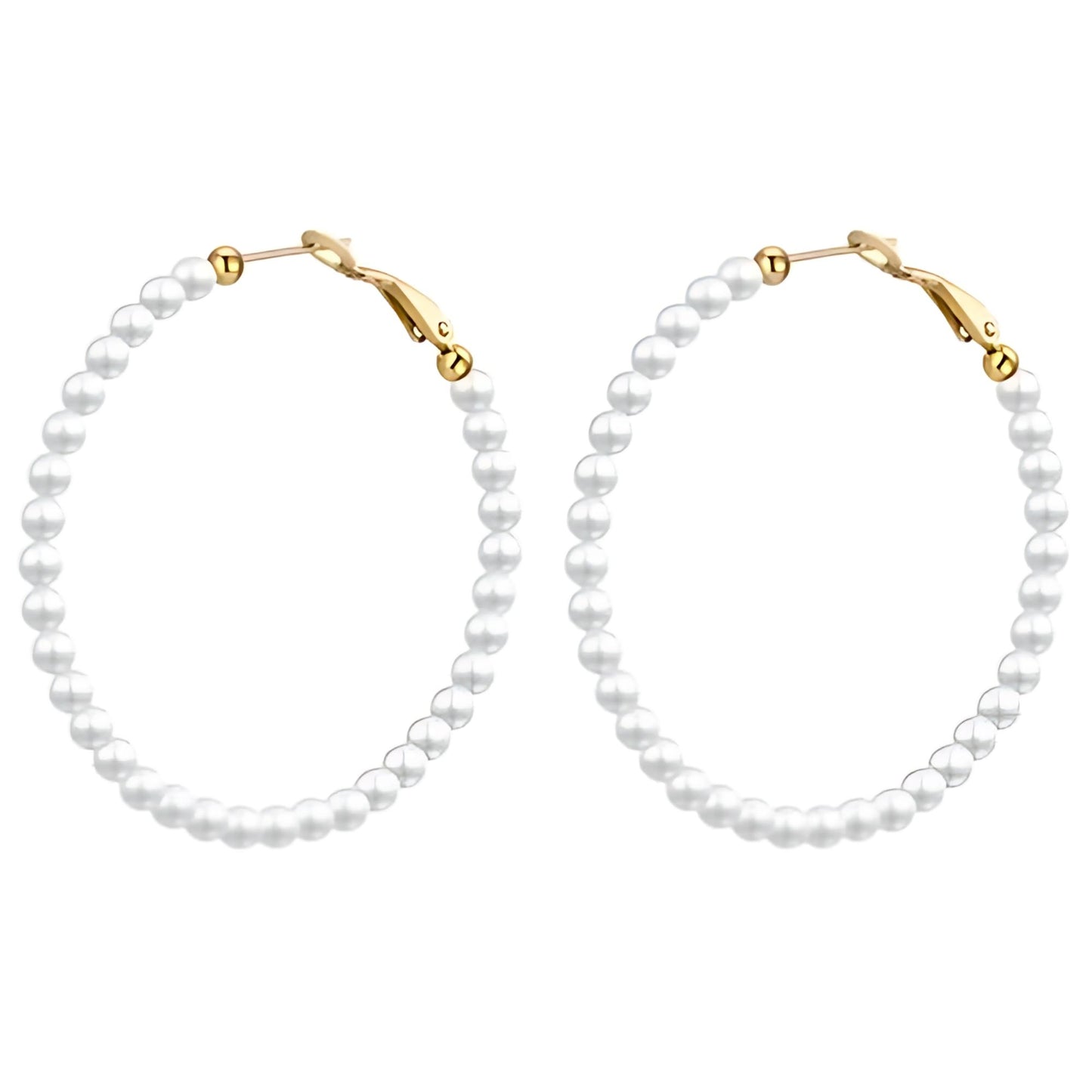 SyntheticPealHoopEarringsforWomen50mmStainlessSteelGingerLyne_White-1