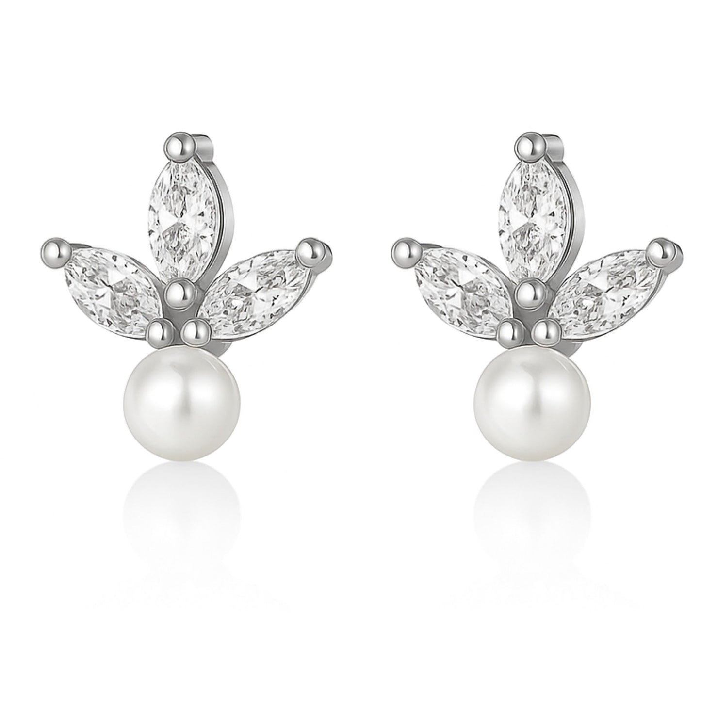 MarquiseCZFlatBackEarrings18gforCartilageHelixTragusLobeGoldPlatedSterlingSilver1pairbyGingerLyne_Silver-1