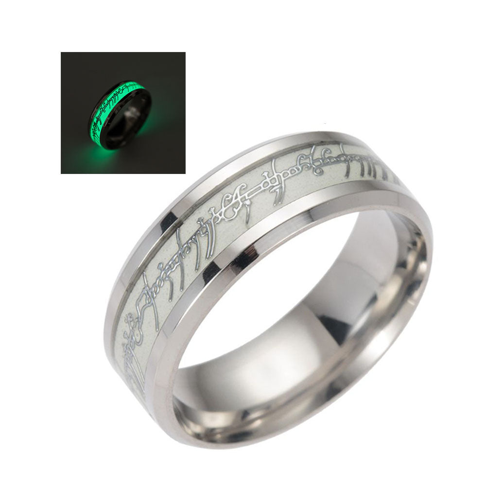 GlowinDarkWeddingBandRingforMenorWomen8mmStainlessSteelorBlackGingerLyne_GlowGreen-1