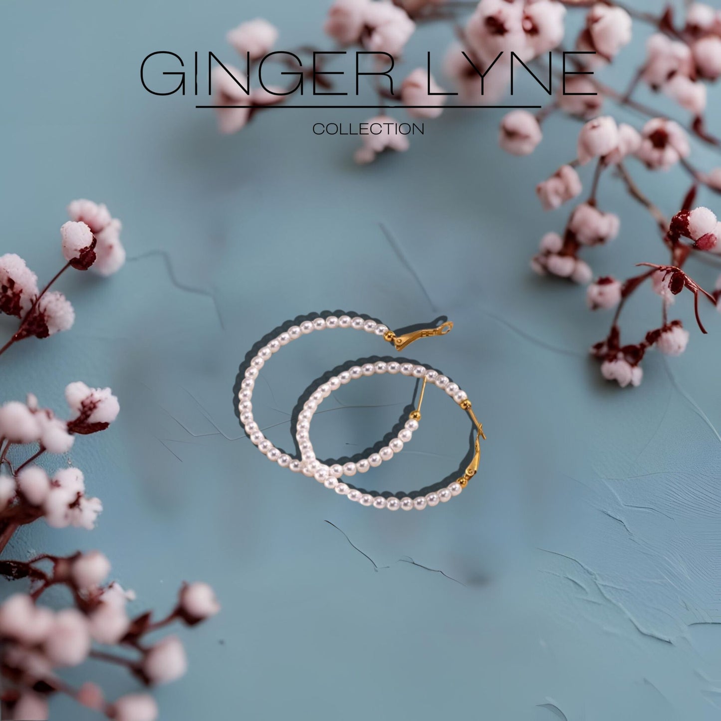 SyntheticPealHoopEarringsforWomen50mmStainlessSteelGingerLyne_White-3
