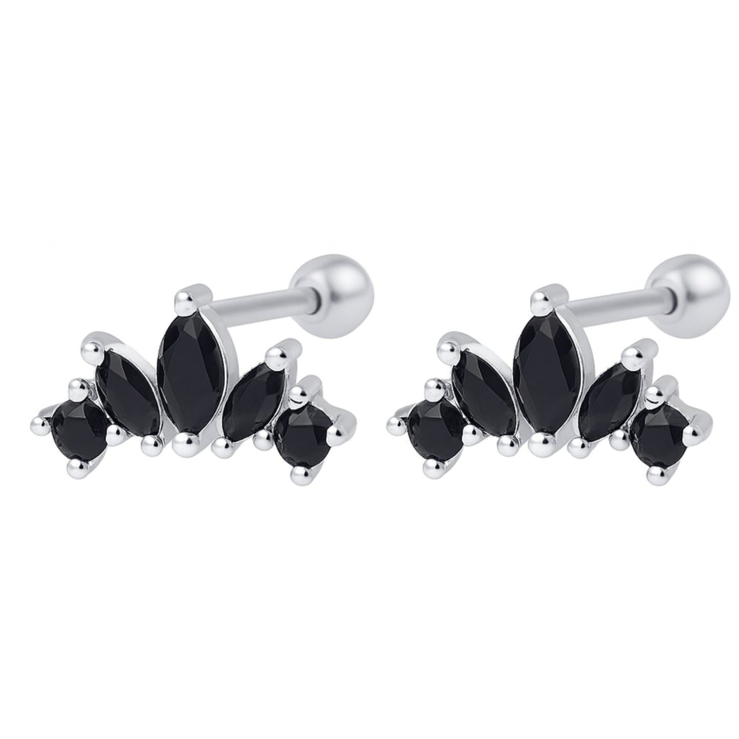 BlackMarquiseCZFlatBackEarringsforCartilageHelixTragusLobe18gSterlingSilver1pairbyGingerLyne_Silver-1