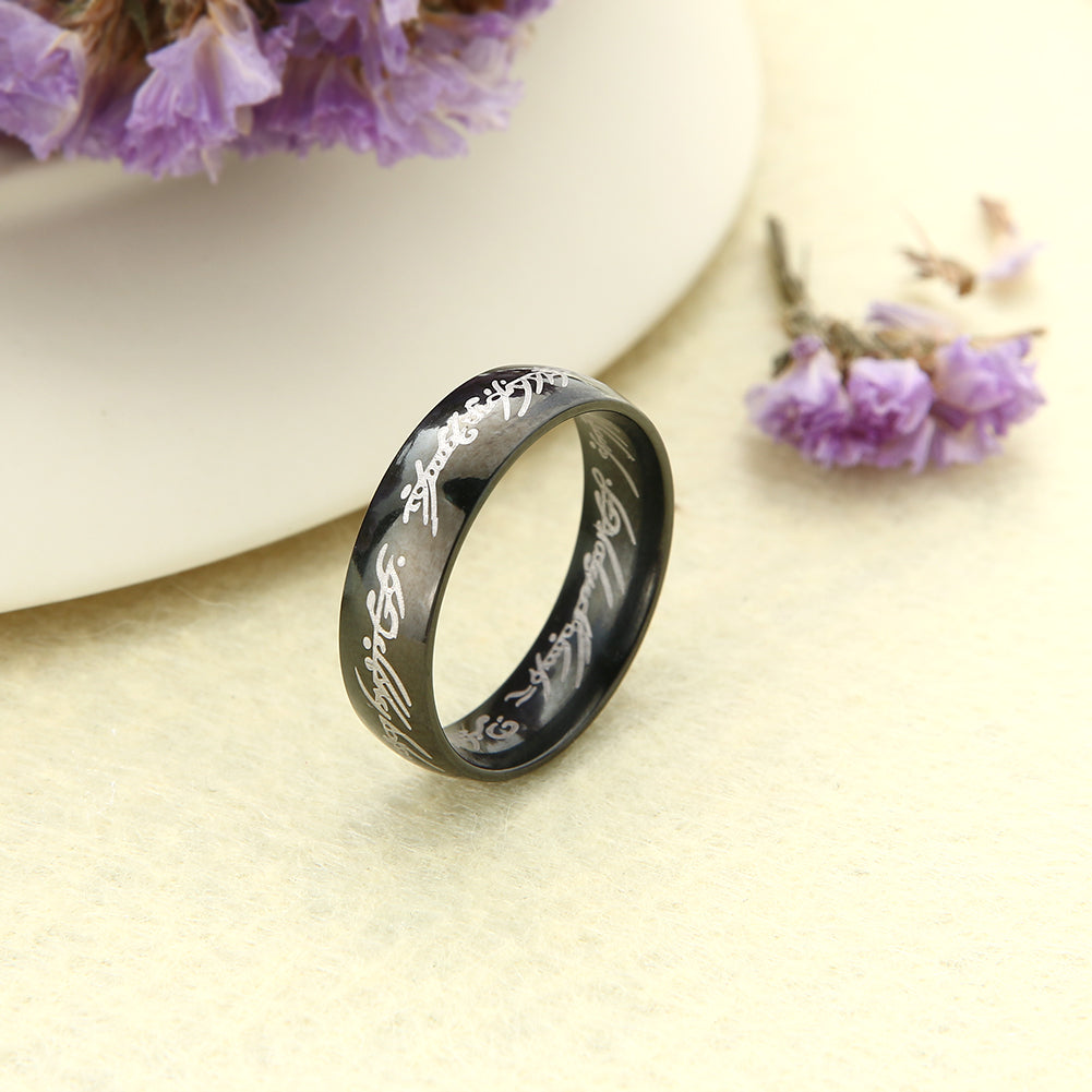 OneRingofPowerWeddingBandStainlessSteelMensWomensGingerLyneCollection_Black-4