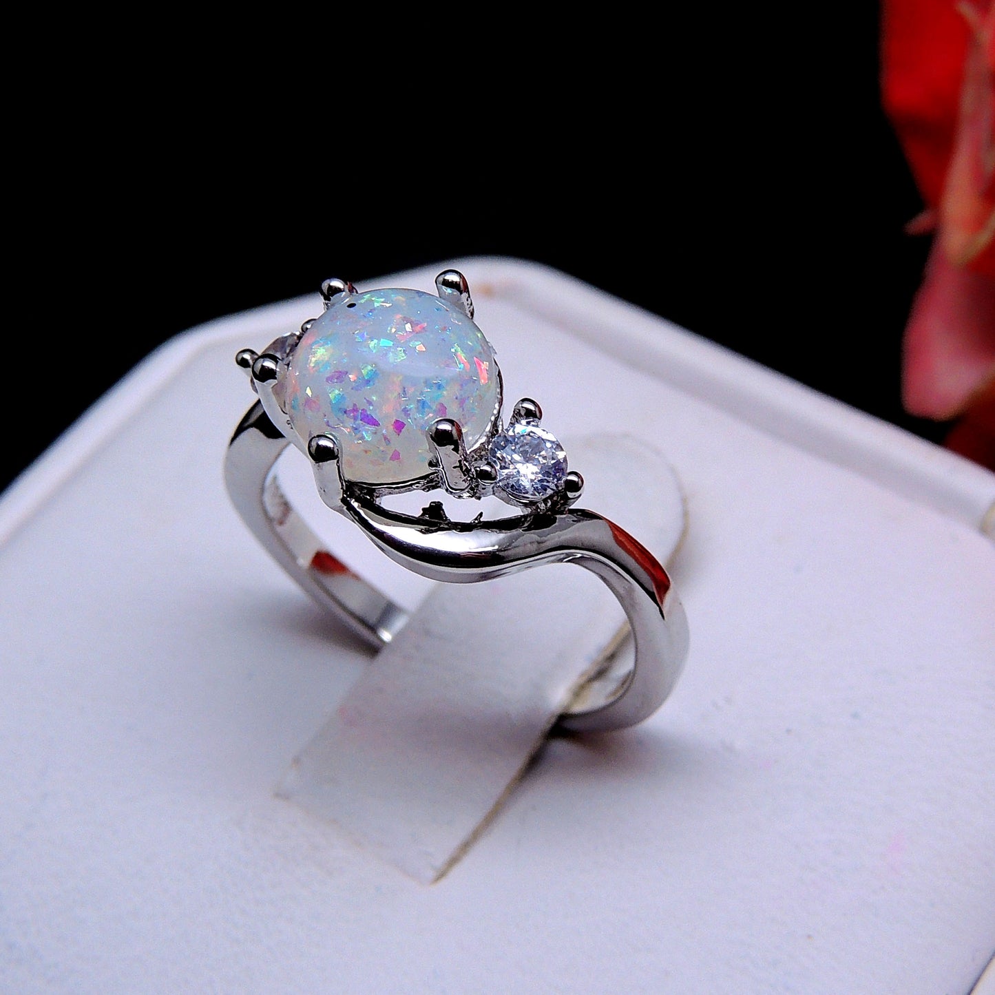 OneontaStatementRingforWomenCreatedFireOpalCzGingerLyneCollection_Silver-4