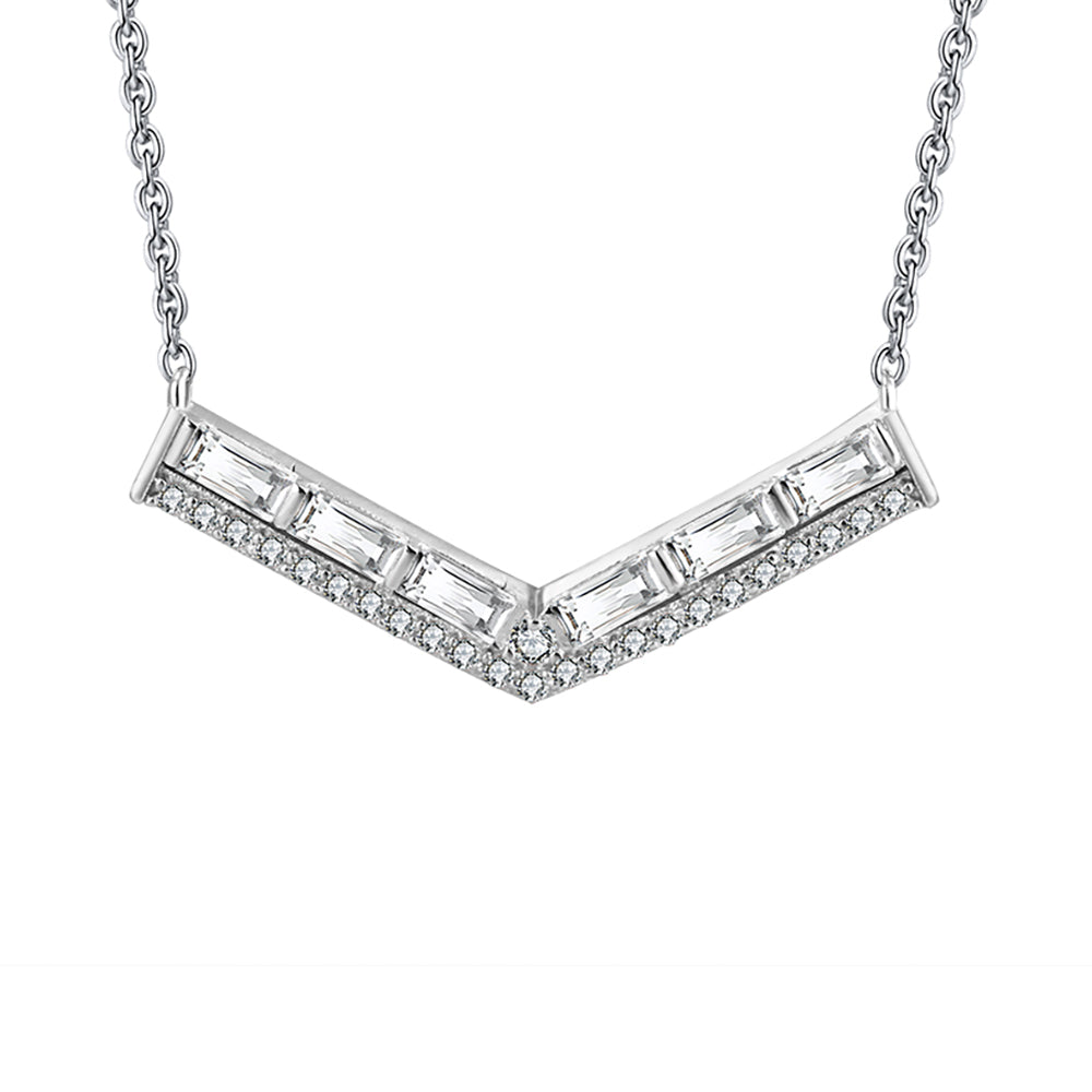 VShapeNecklaceforWomenBaguetteCzSterlingSilverChainGingerLyneCollection_Silver-1