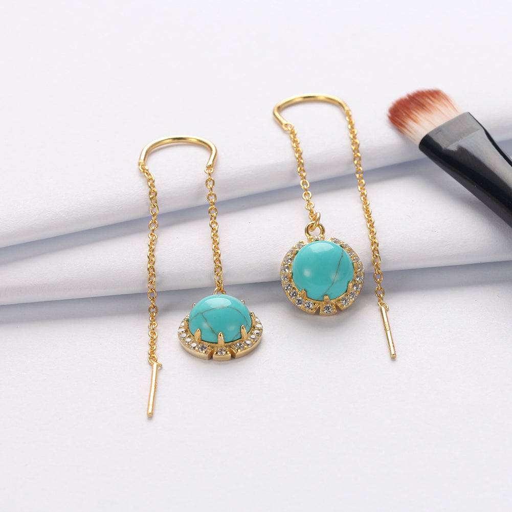 ChainThreaderDangleEarringsforWomenGemstoneSterlingSilverGingerLyneCollection_Green-4