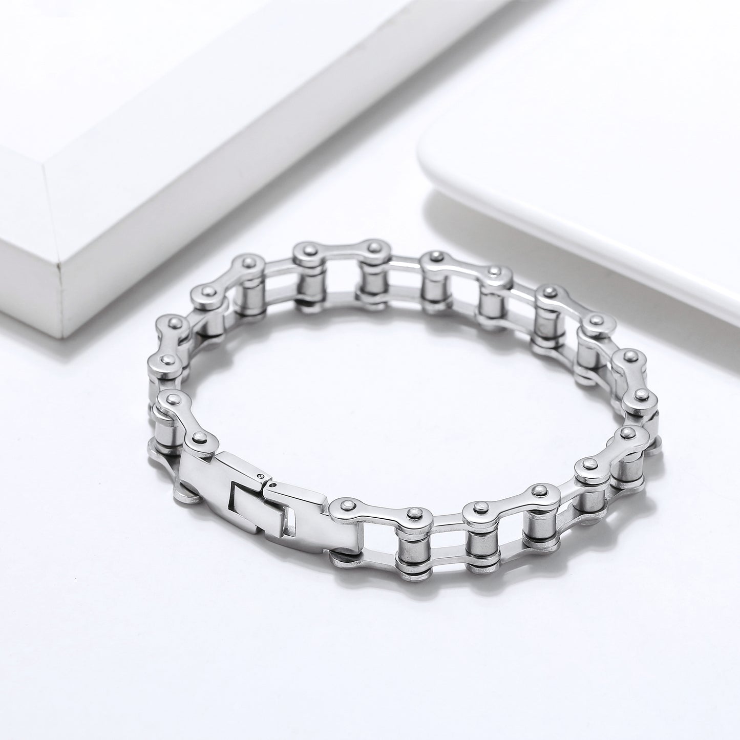 BikerBraceletforMenStainlessSteelBraceletGothMotorcycleBikeChainbyGingerLyne_Silver-2