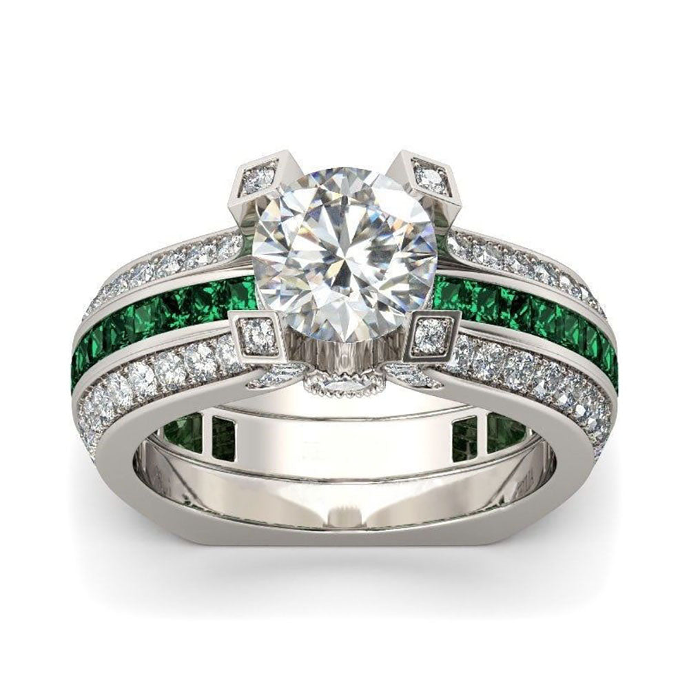 SkylarWeddingRingSetforWomenEngagementRingandMatchingBandCzGingerLyneCollection_Green/Clear-4