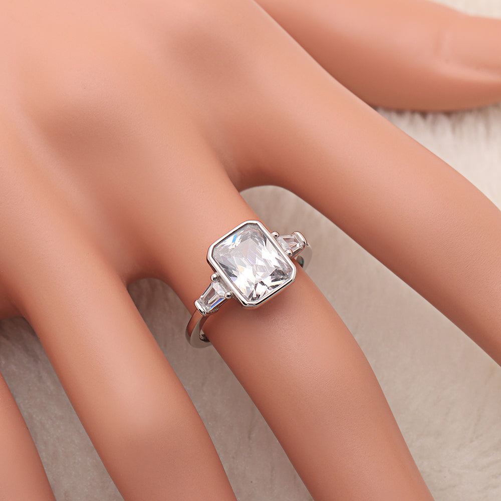GenesisEngagementRingSterlingSilverBaguetteCzWomensGingerLyneCollection_Silver-5