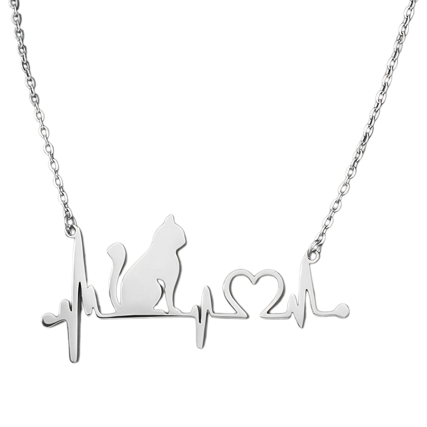 CatHeartbeatNecklaceforWomenKittyPendantandChainSilverToneStainlessSteelGingerLyneCollection_Silver-1