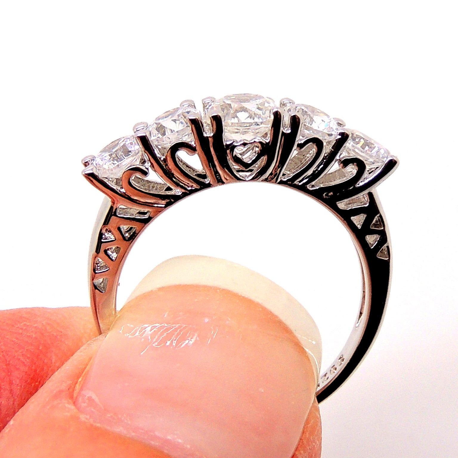 ScarletAnniversaryBandRingCzSterlingSilverWomensGingerLyneCollection10_Silver-5
