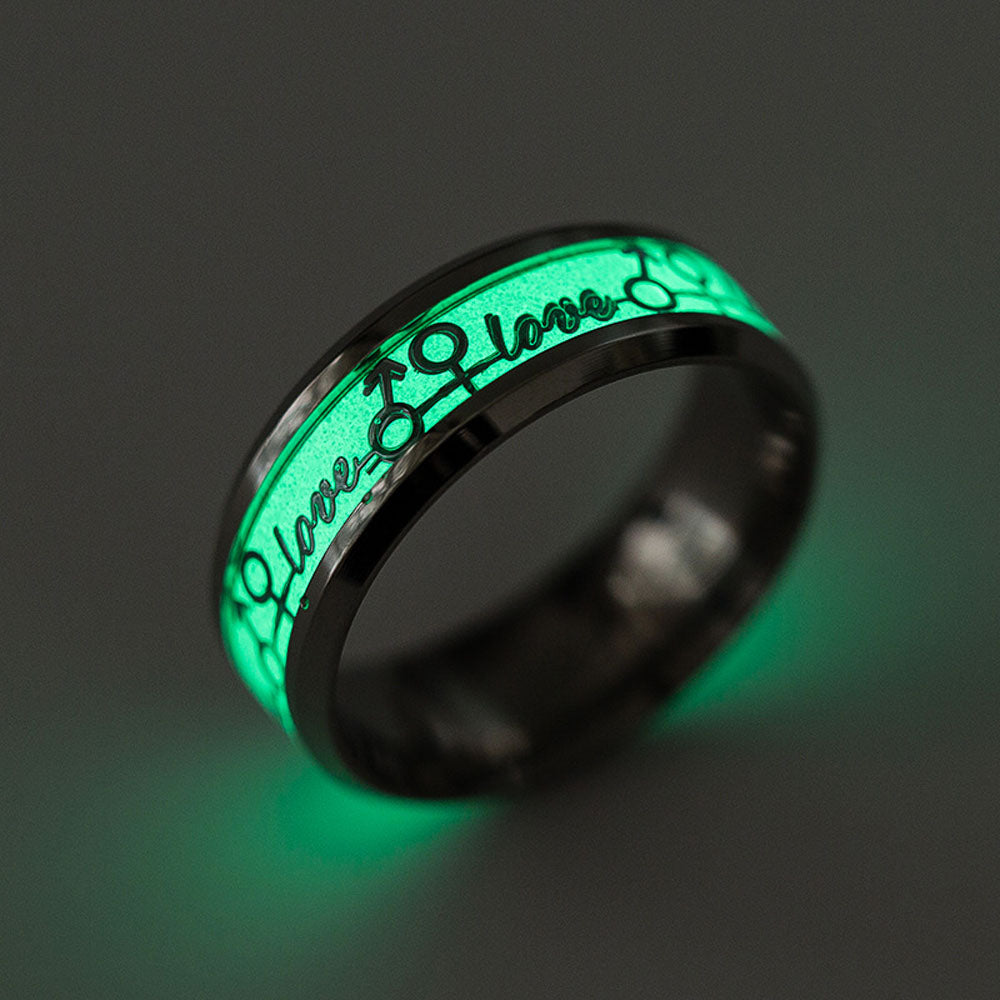 LoveGlowInDarkWeddingBandRingStainlessSteelMenWomenGingerLyneCollection_Green-3
