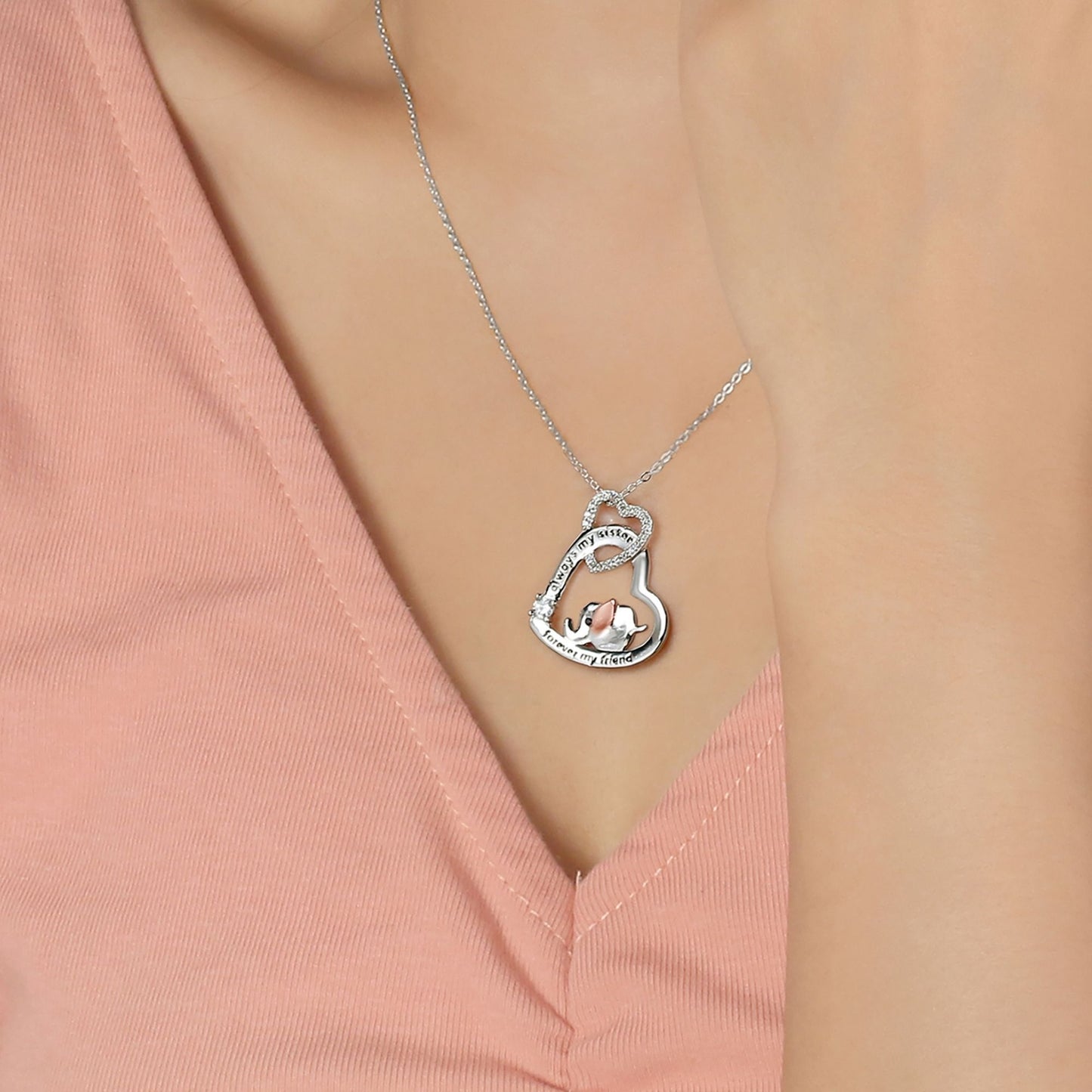 SisterElephantHeartPendantNecklaceforWomenSterlingSilverCZGingerLyneCollection_SisterElephant-4