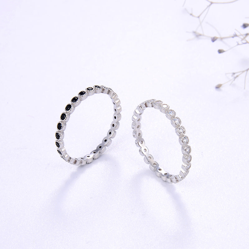 Eternity Wedding Band Ring for Women Cz Sterling Silver Ginger Lyne Collection - Clear,7