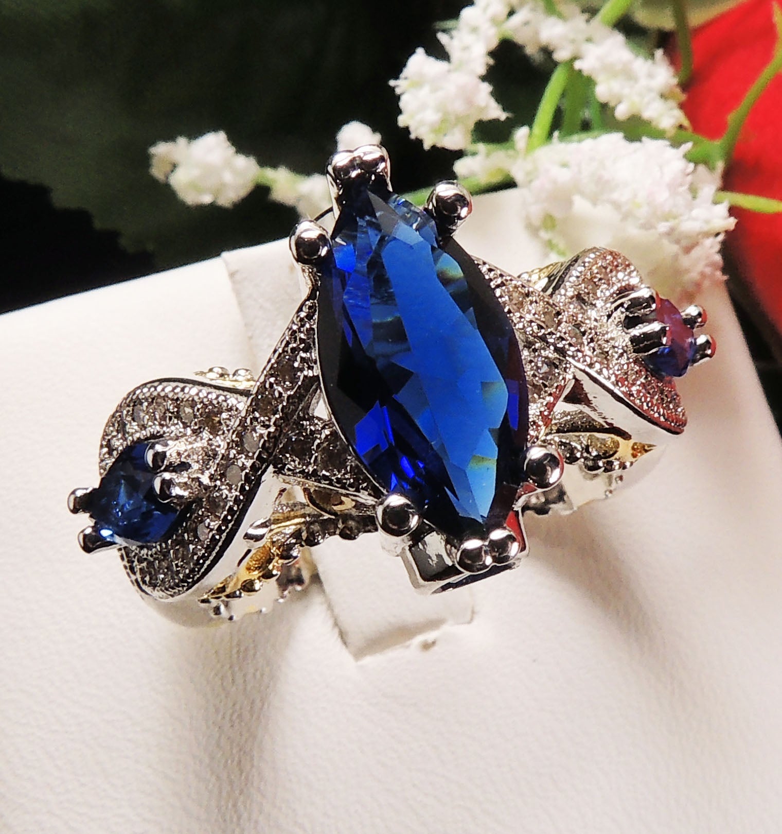 ElizabethBlueCzMarquiseBridalEngagementRingWomenGingerLyneCollectionSize6_Blue-4
