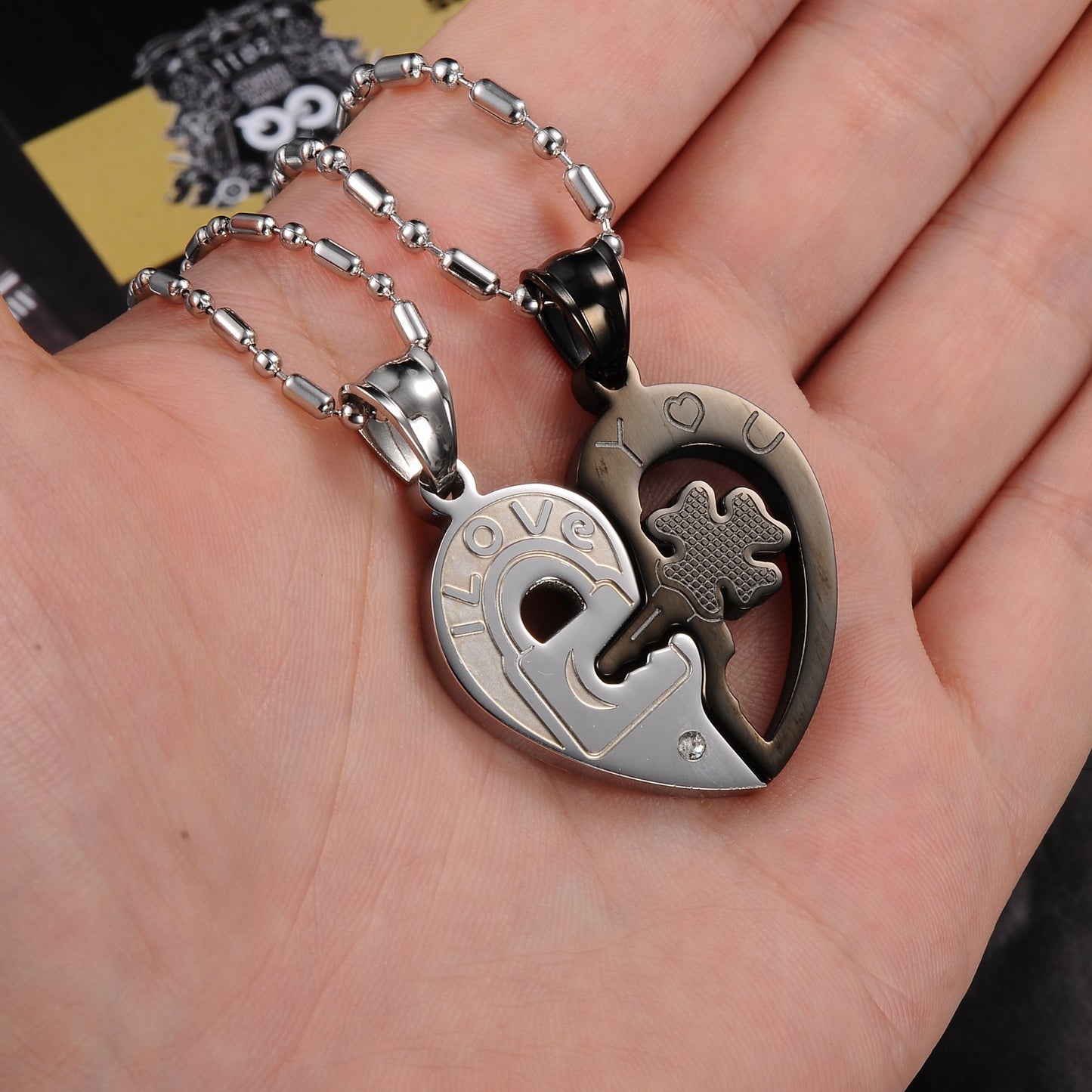 KeytoHeartILoveYouNecklaceSetforCouplesStainlessSteelGingerLyneCollection_Silver-7